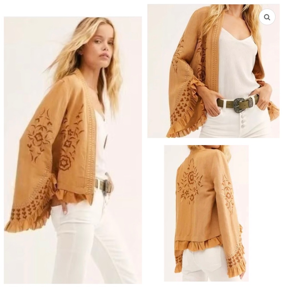 🚨Final Sale🚨!! Free People Paisley Park Linen Open Jacket XS-SM